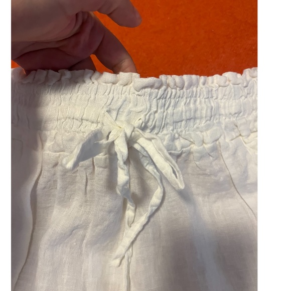 Retro white high waist pure linen gathered shorts bermudas NWT - Picture 3 of 9